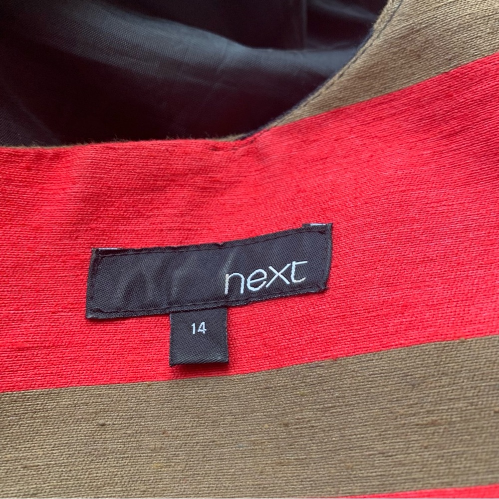 Next Shift Dress Stripe Cotton Mix Sleeveless Knee-Length Round Neck Lined UK 14 - Picture 11 of 14